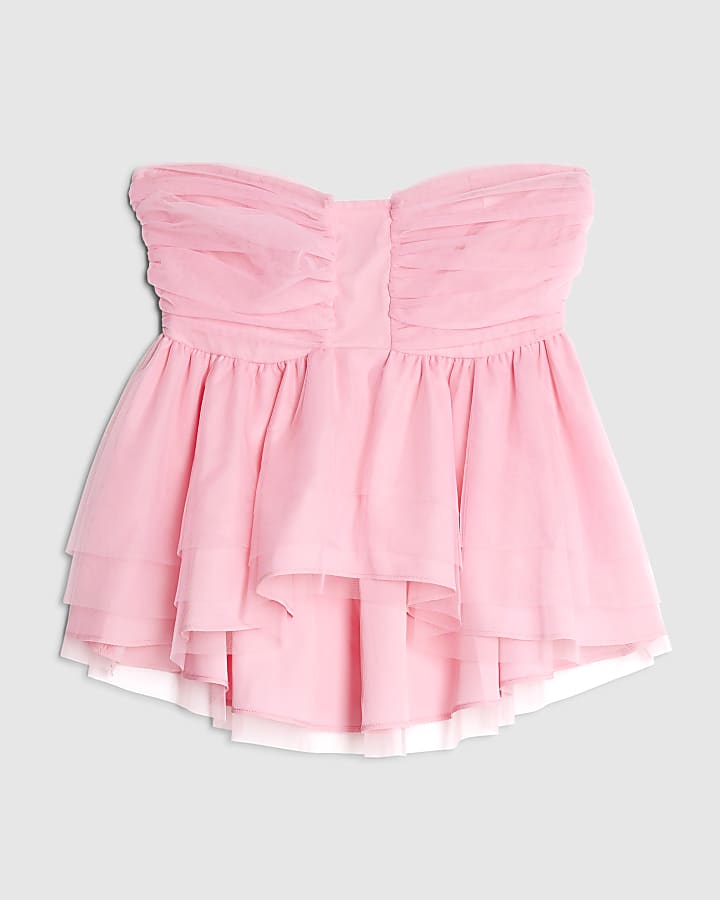 Pink Tulle Bandeau Top