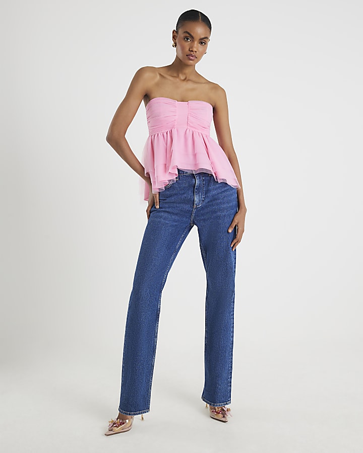 Pink Tulle Bandeau Top