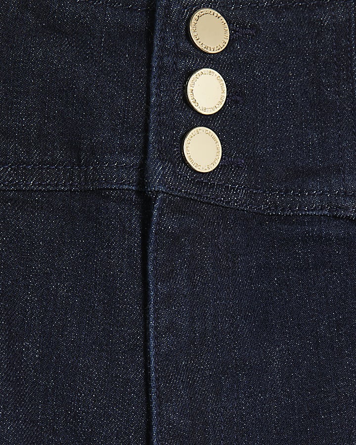 Blue Wide Leg Corset Button Up Jeans
