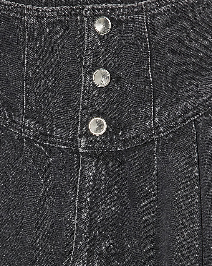 Grey Wide Leg Corset Button Up Jeans