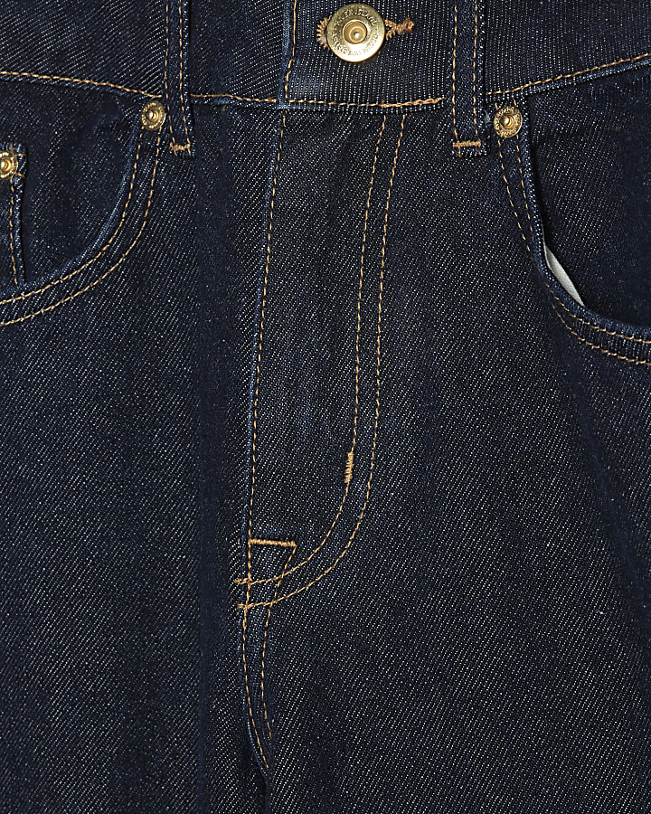 Blue Double Waistband Wide Leg Jeans