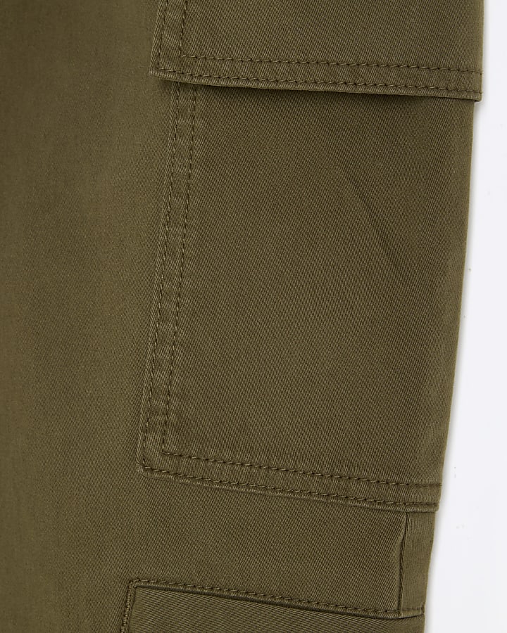 Khaki Twill Flared Cargo Trousers