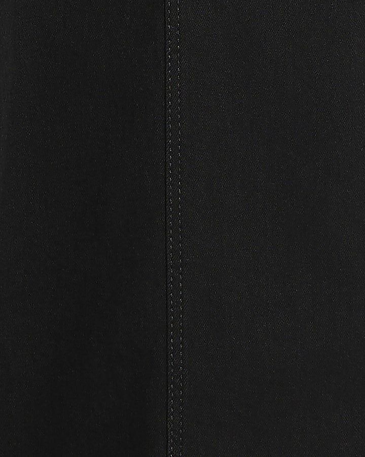 Petite Black Pull On Wide Leg Jeans