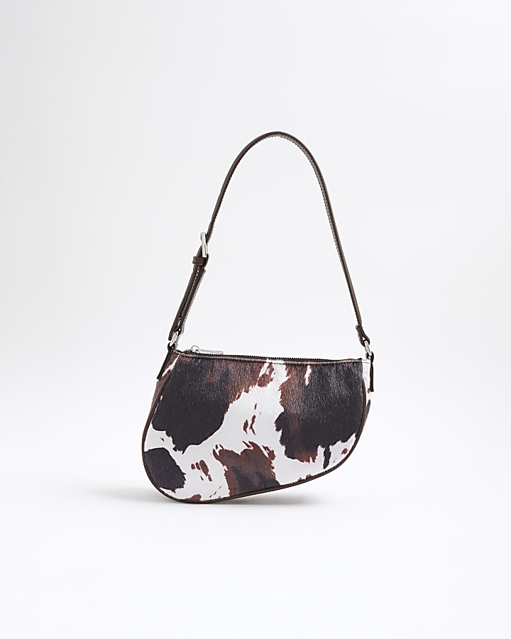 Brown Cow Print Shoulder Bag