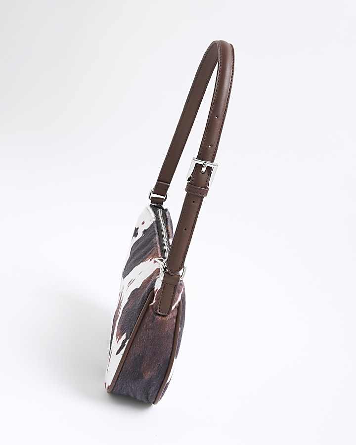 Brown Cow Print Shoulder Bag
