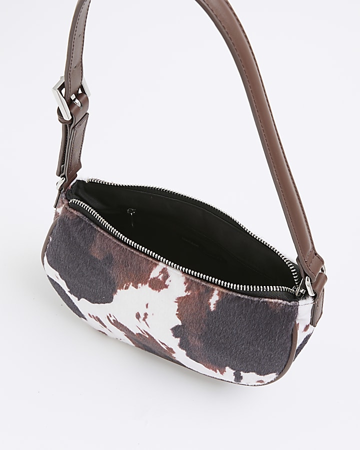 Brown Cow Print Shoulder Bag