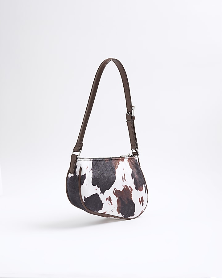 Brown Cow Print Shoulder Bag
