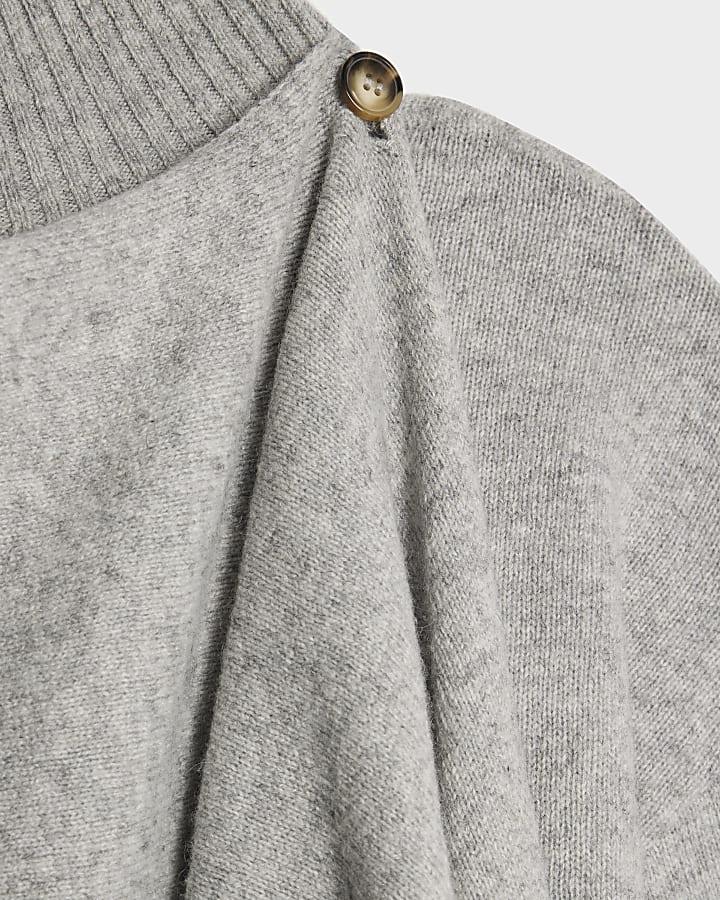 RI Studio Grey Wool Wrap Cape Jumper