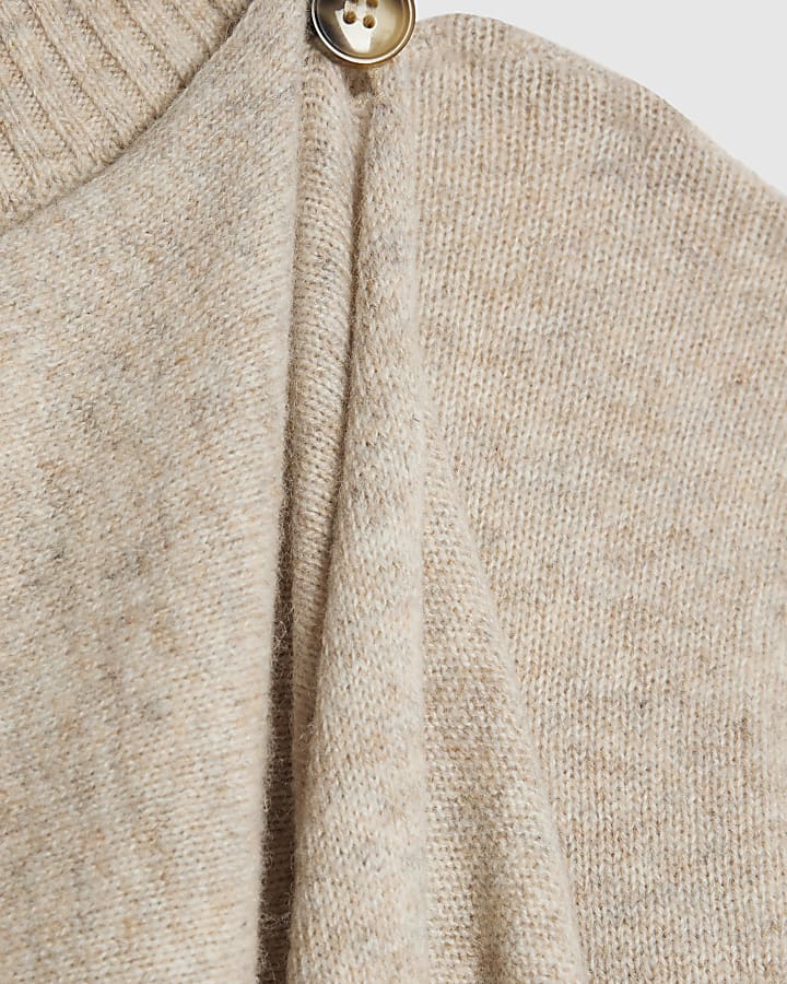 RI Studio Beige Wool Wrap Cape Jumper