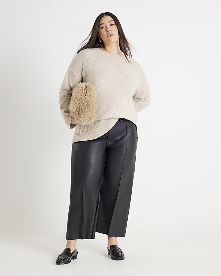 Beige Long Line Jumper