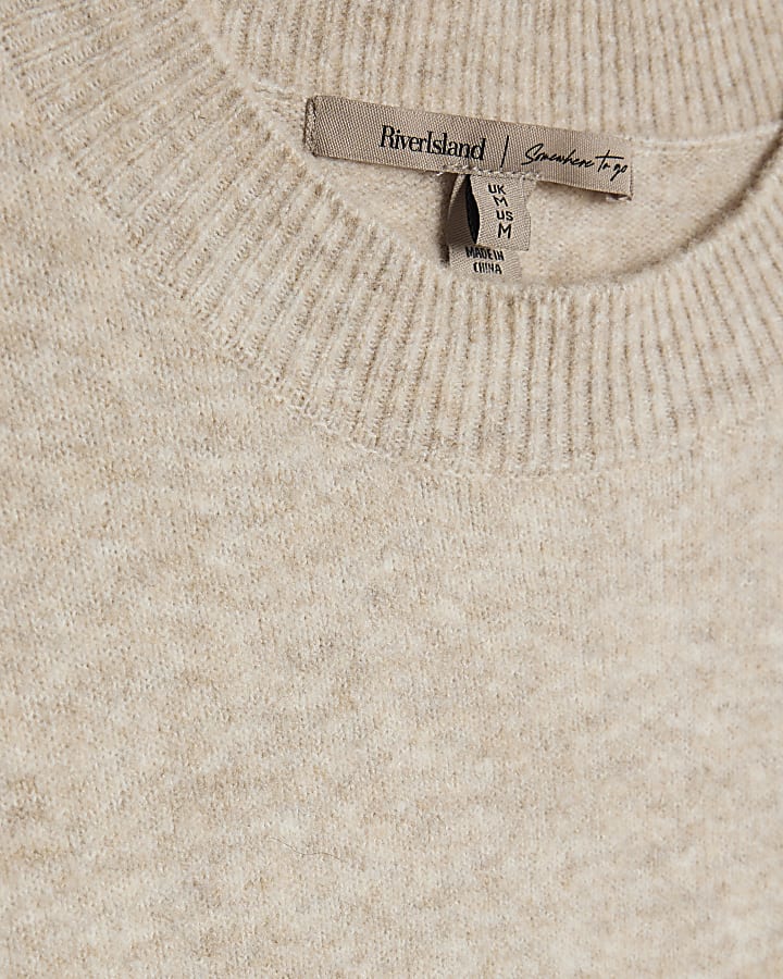 Beige Long Line Jumper