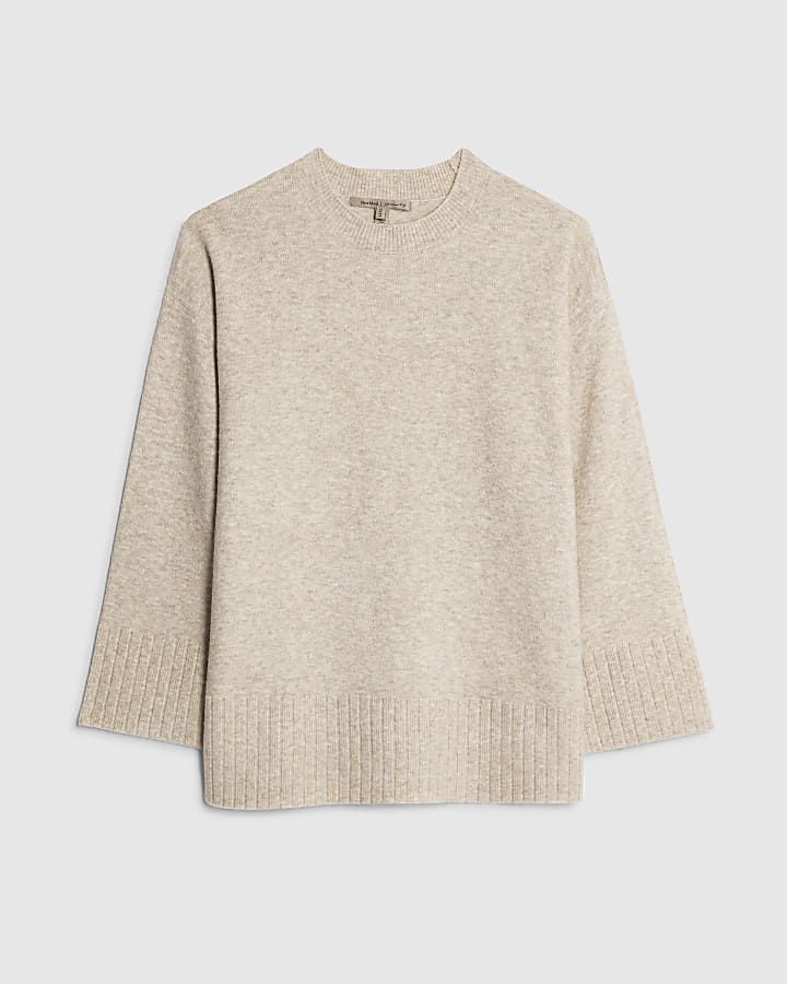 Beige Long Line Jumper