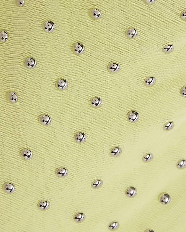 Green Sleeveless Studded Cowl Neck Cami Top