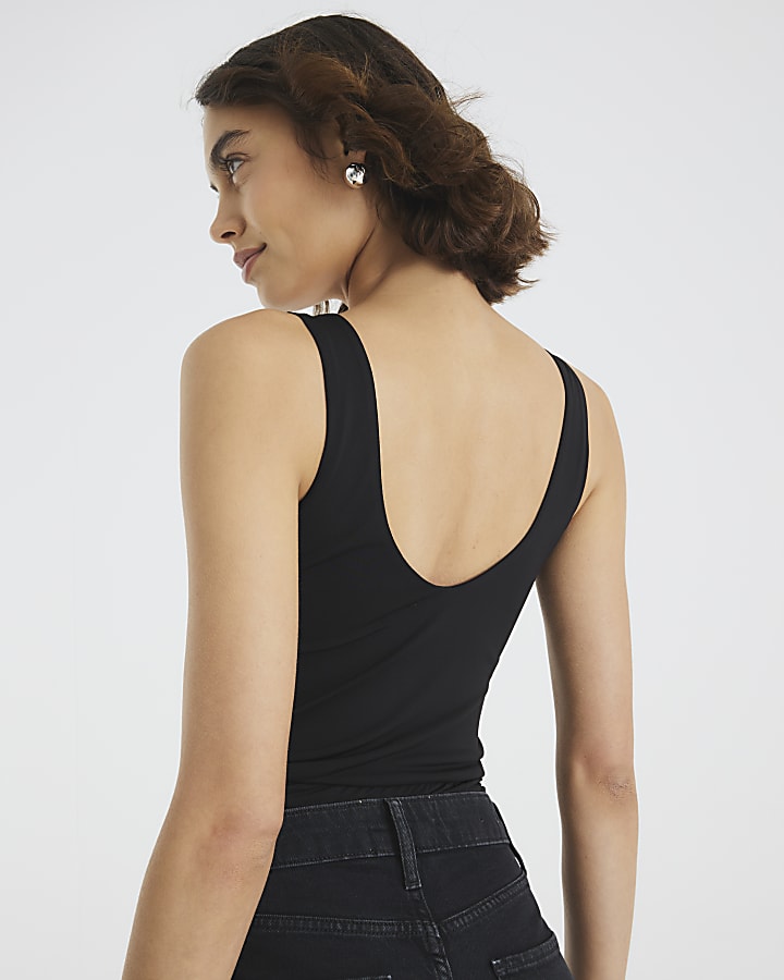 Black Scoop Neck Studded Bodysuit