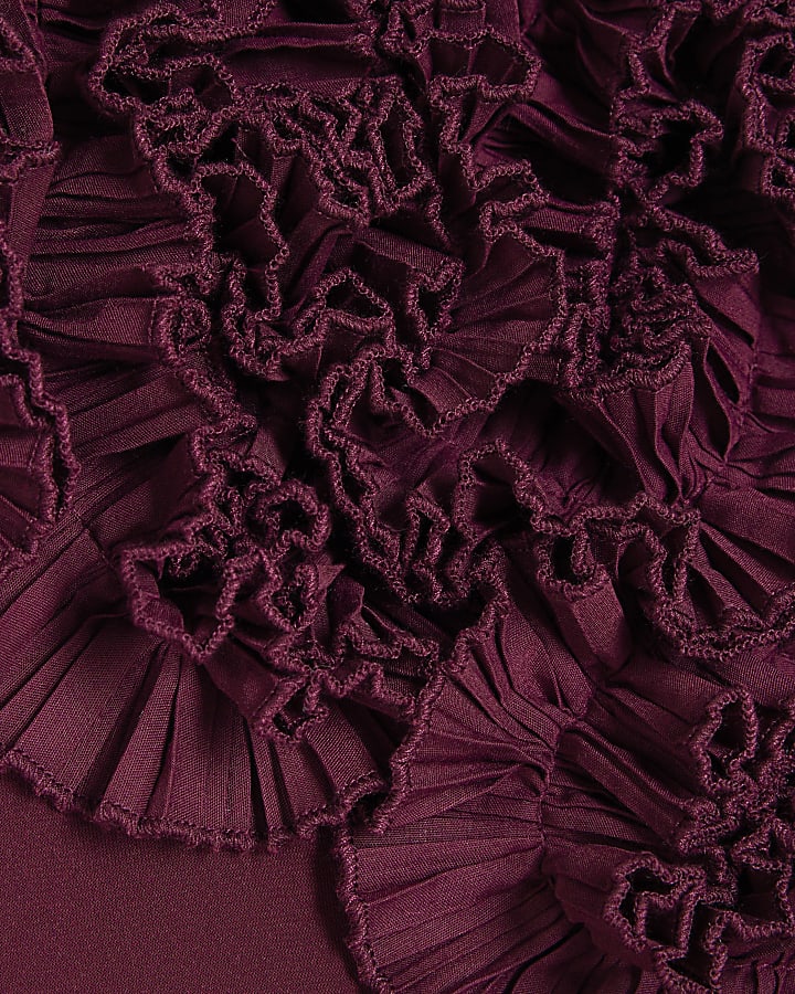 Purple Sleeveless Ruffle Bodysuit