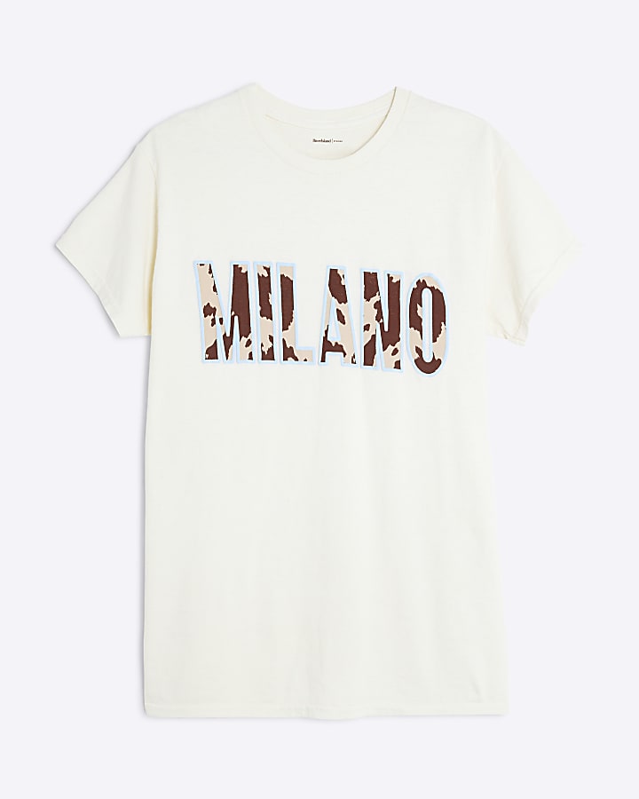 Yellow Short Sleeve Milano Cow Print T-shirt