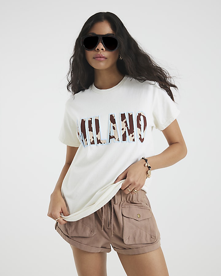 Yellow Short Sleeve Milano Cow Print T-shirt