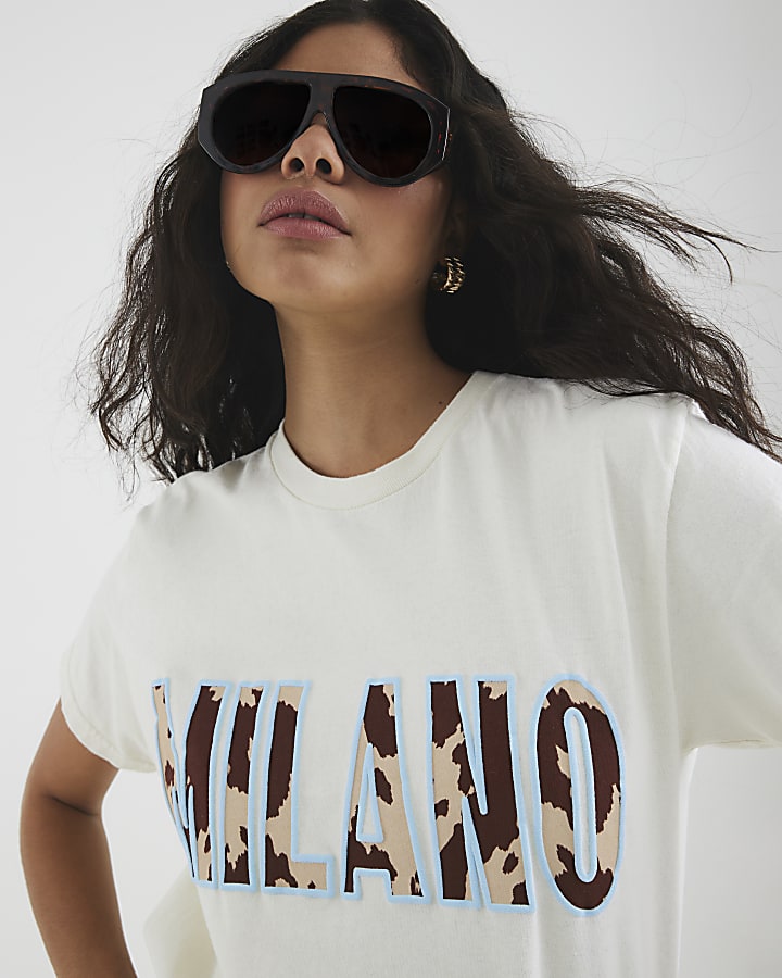Yellow Short Sleeve Milano Cow Print T-shirt