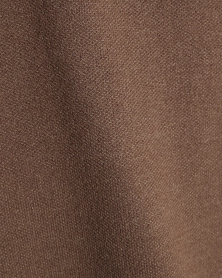 Brown Knitted Faux Fur Cuff Jumper