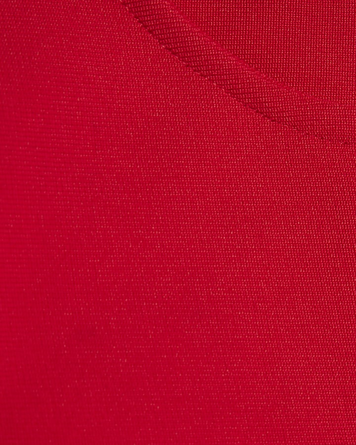 Red sleeveless embellished crop top