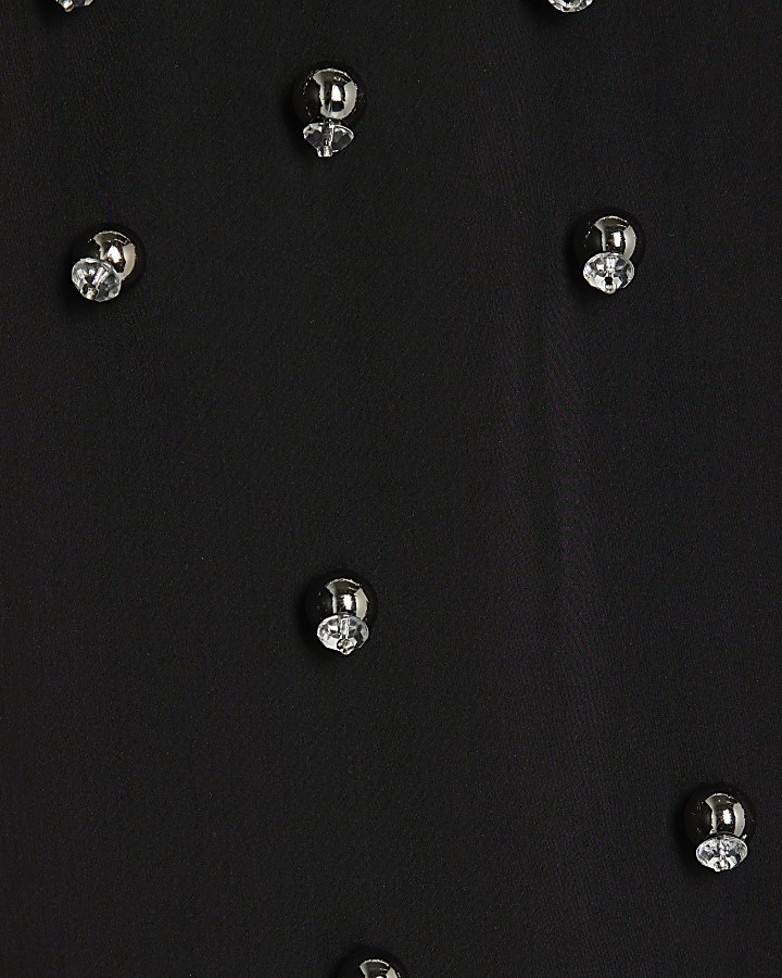 RI Studio Black Beaded Batwing Mini Dress