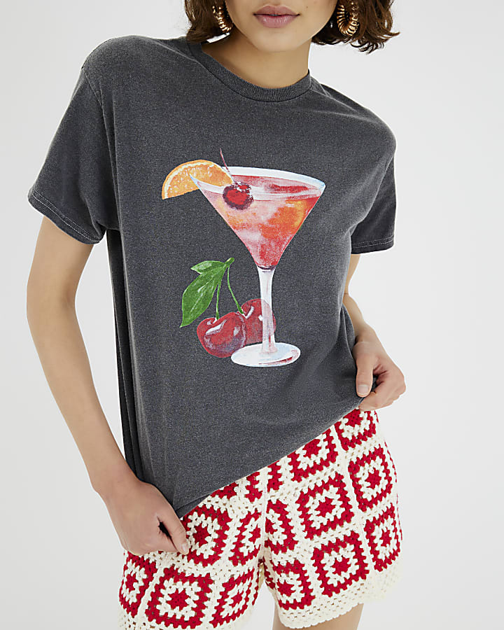 Grey Short Sleeve Cocktail T-Shirt