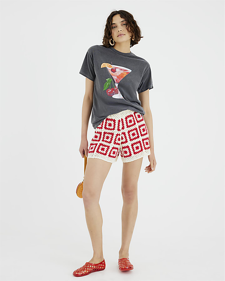 Grey Short Sleeve Cocktail T-Shirt