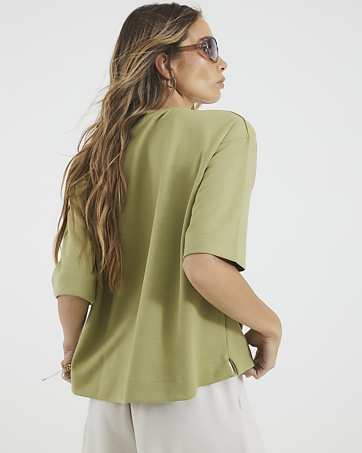 Khaki Premium Short Sleeve Boxy T-Shirt