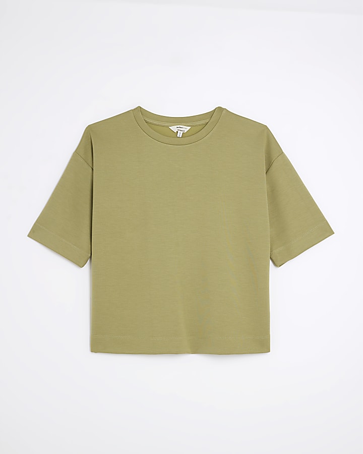 Khaki Premium Short Sleeve Boxy T-Shirt