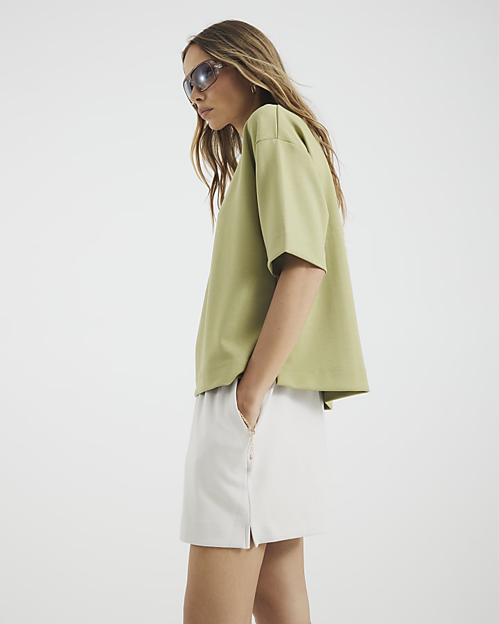 Khaki Premium Short Sleeve Boxy T-Shirt