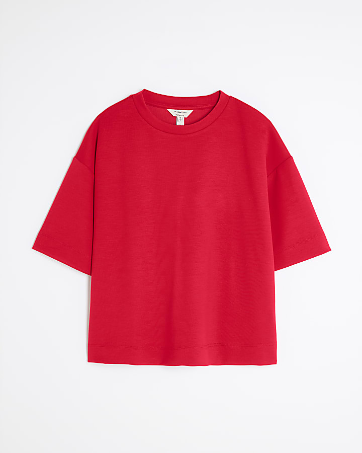 Red Premium Short Sleeve Boxy T-shirt