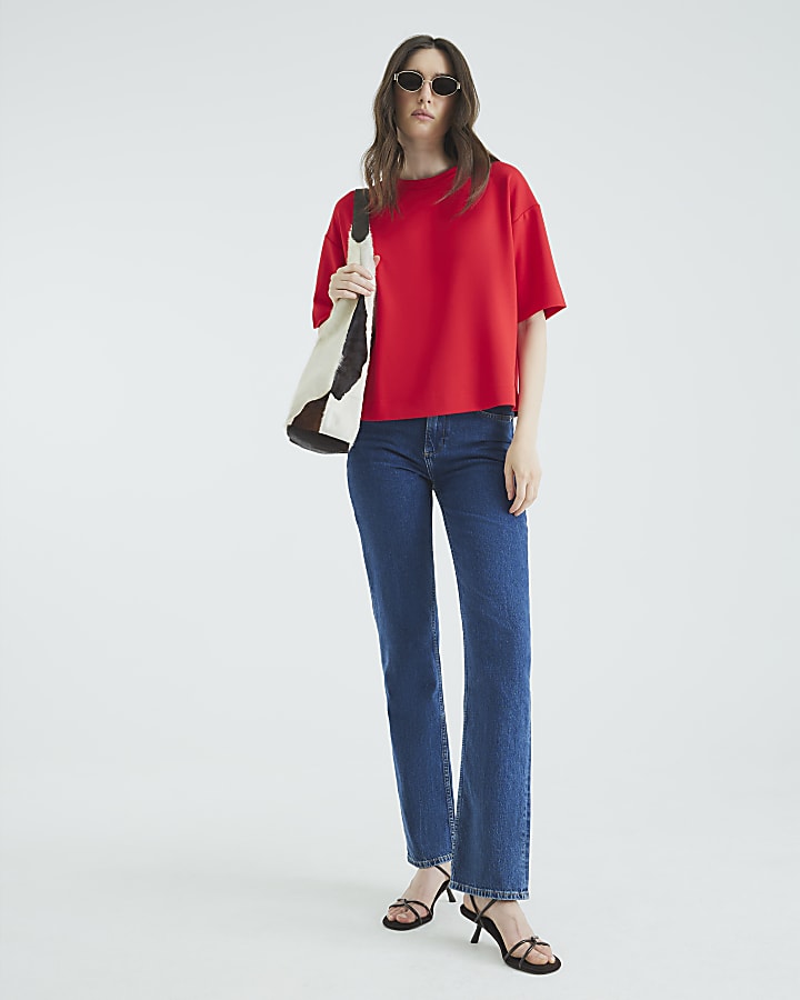Red Premium Short Sleeve Boxy T-shirt