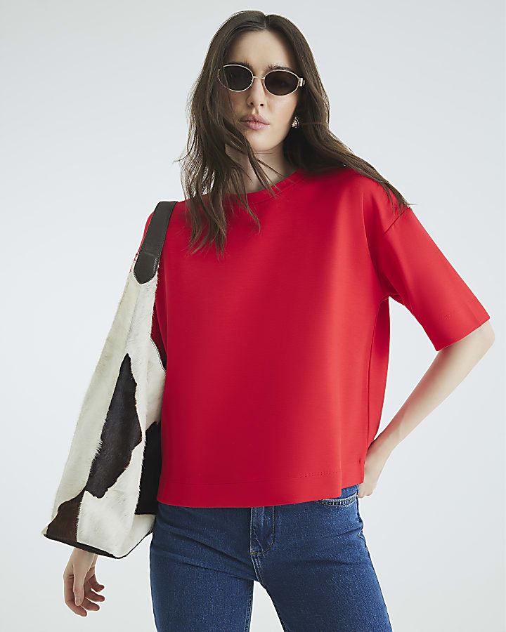 Red Premium Short Sleeve Boxy T-shirt