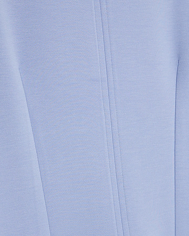 Blue High Neck Short Sleeve Top