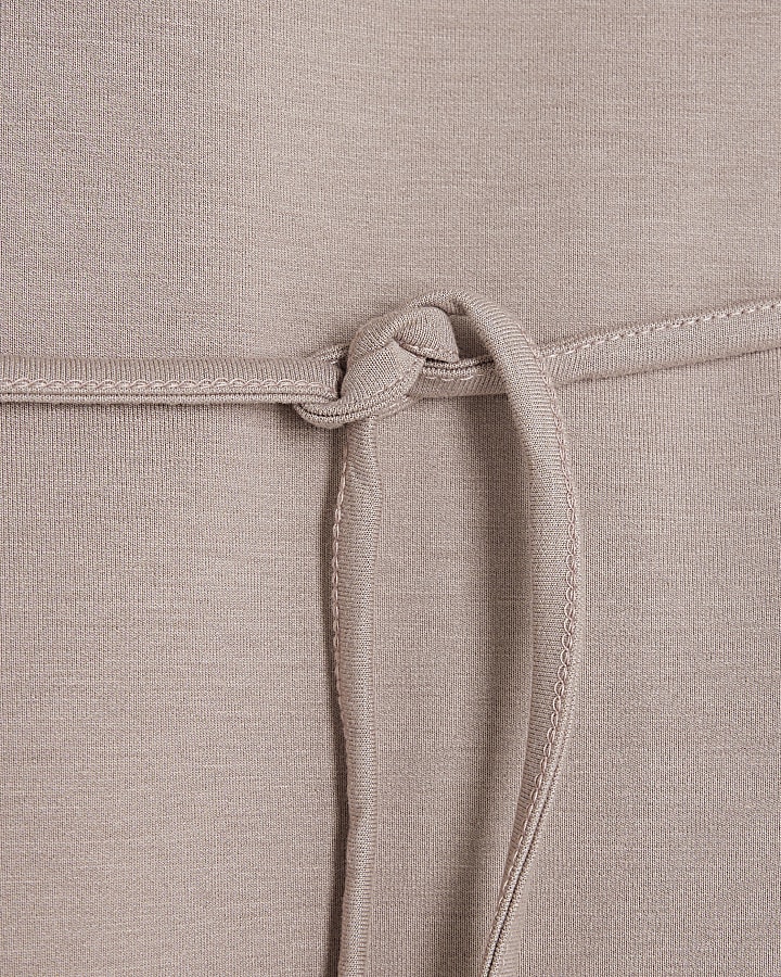 Beige Premium Short Sleeve Belted T-Shirt
