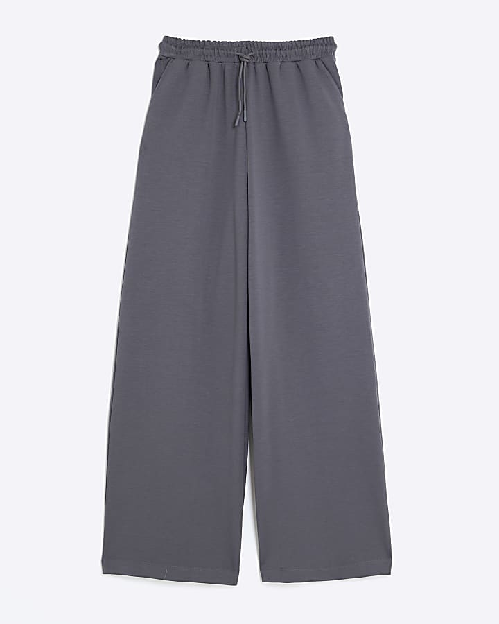 Grey High Waisted Wide Leg Joggers