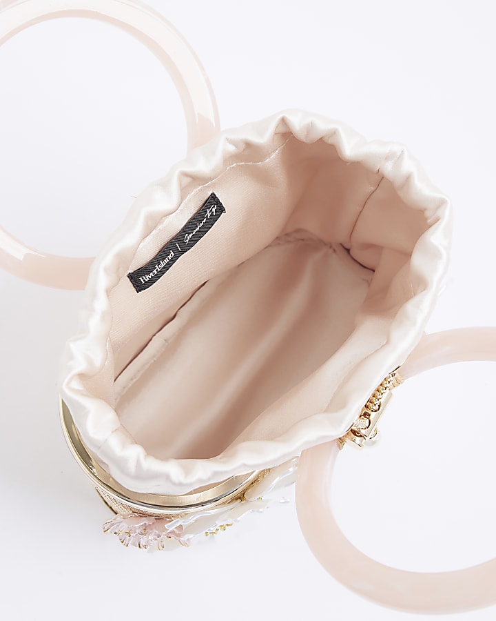 Gold 3D Floral Caged Basket Clutch Bag
