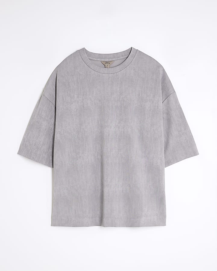 Grey Premium Short Sleeve Boxy Fit T-shirt