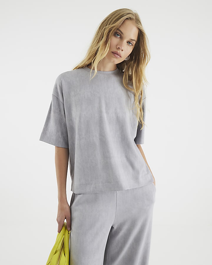 Grey Premium Short Sleeve Boxy Fit T-shirt