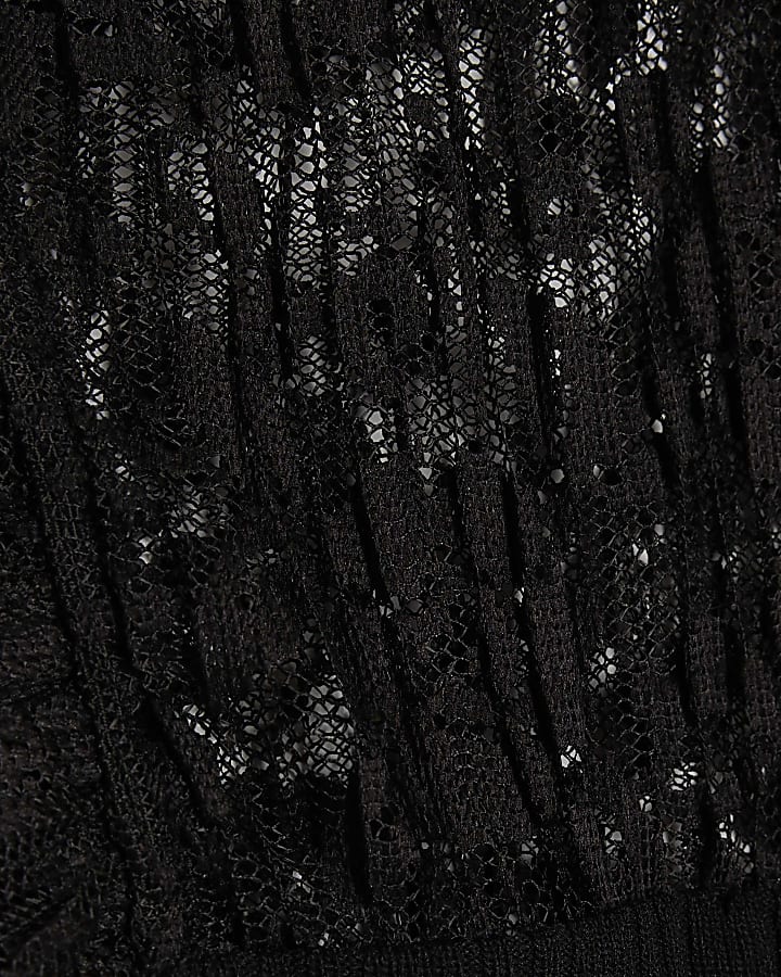 Black Knitted Lace Hybrid Sleeveless Top