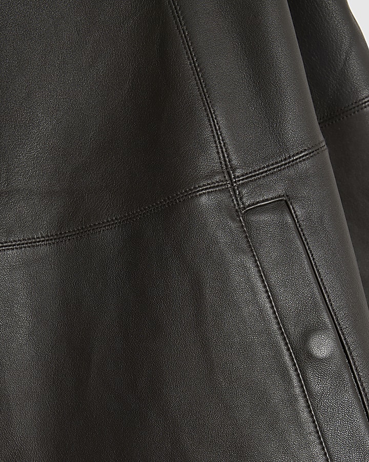 RI Studio Brown Leather Funnel Neck Cape