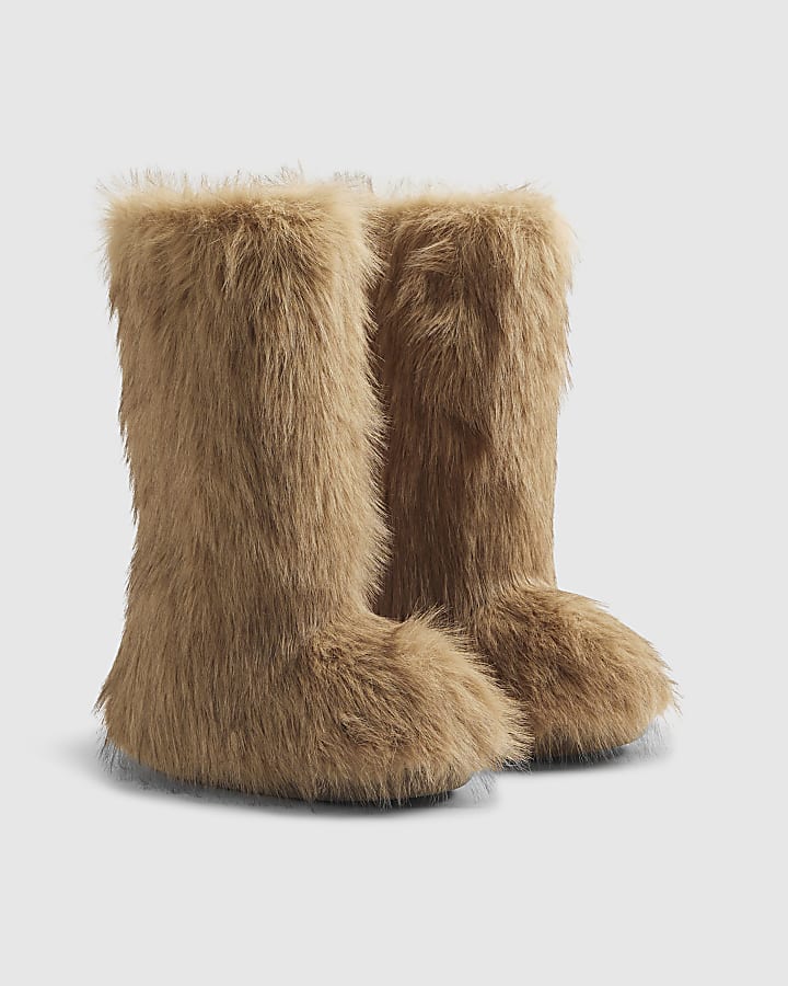 Brown Faux Fur Boots