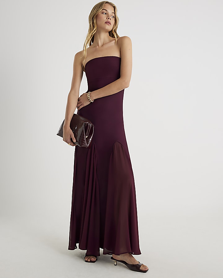 Red Bandeau Bodycon Maxi Dress