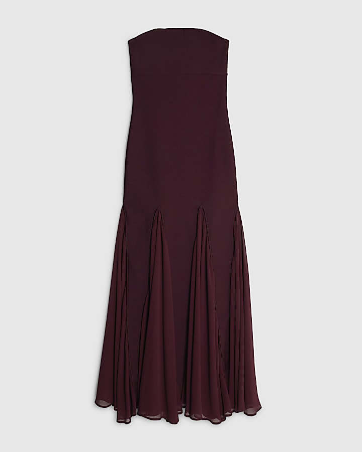Red Bandeau Bodycon Maxi Dress