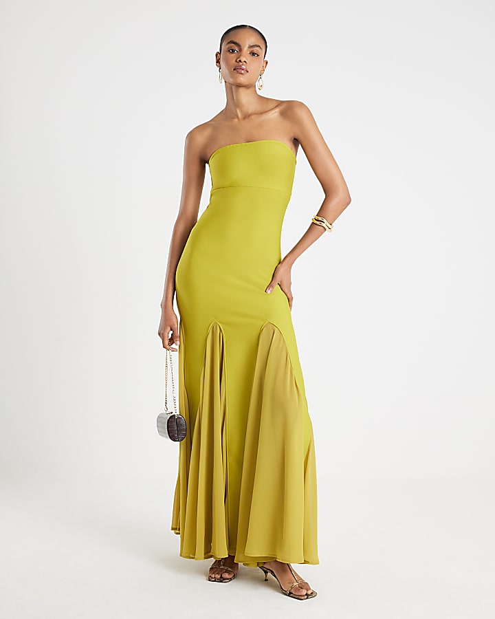 Green Bandeau Bodycon Maxi Dress