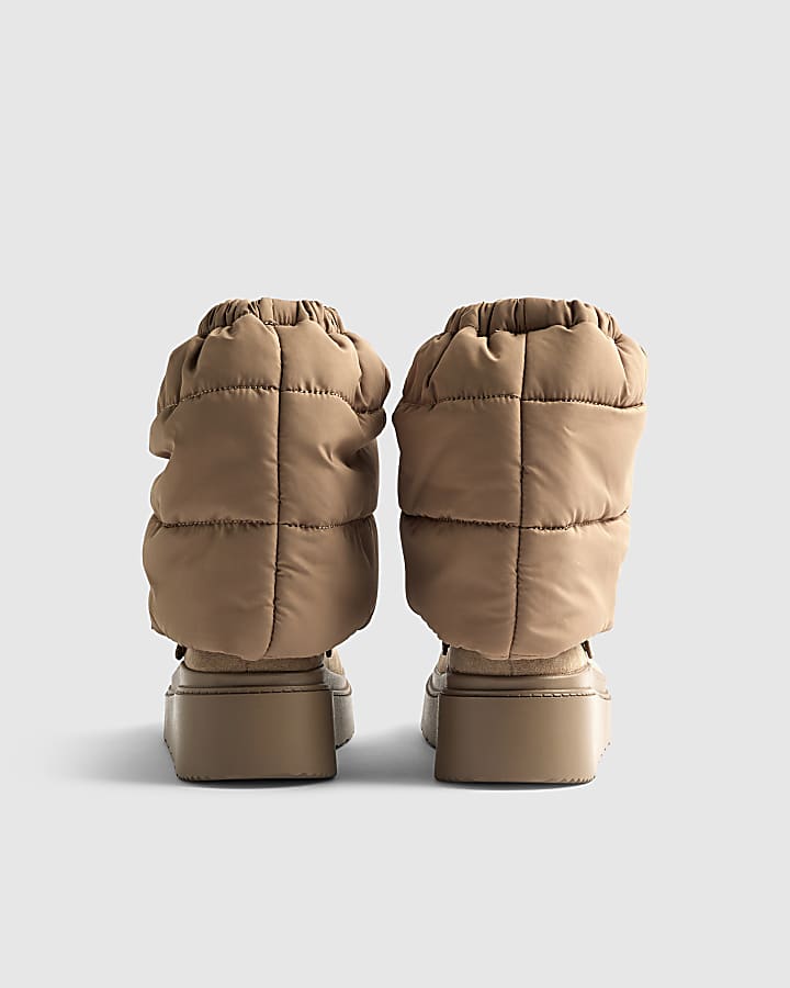 Beige 2 in 1 Puffer Boots