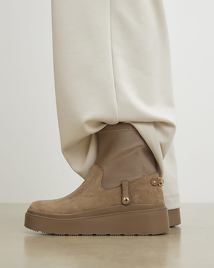 Beige 2 in 1 Puffer Boots