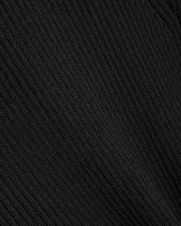 Black Knitted Belted Mini Dress