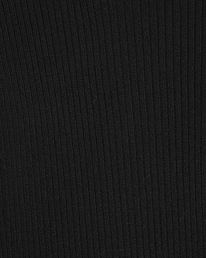 Black Knitted Long Sleeve Midi Dress