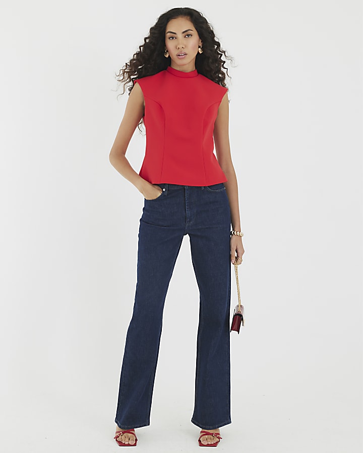 Red Back Bow Fitted Top